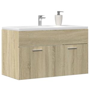 Mueble de lavabo de baño madera roble sonoma 90x38,5x46 cm