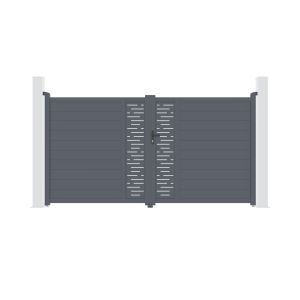 Puerta batiente arlberg 3m a.180cm + 2 postes de aluminio a.190cm gris
