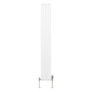 Radiador columna ovalada 1800 x 240mm  &  válvulas cromadas trv | blanco