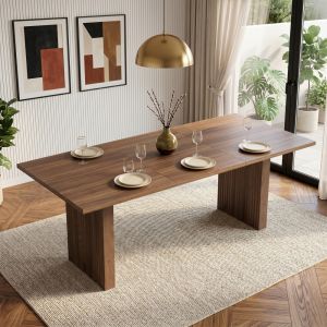 Mesa de comedor extensible rectangular mdf nogal 140 200x90cm