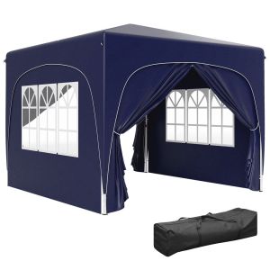 Carpa plegable 300x300x273 cm metal, tela oxford color azul Outsunny