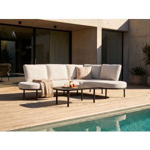 Sofá de jardín con mesa 4 plazas pollina metal negro