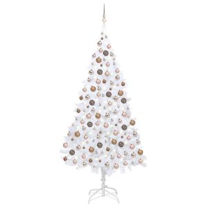 vidaXL árbol de navidad preiluminado con luces y bolas blanco 240 cm