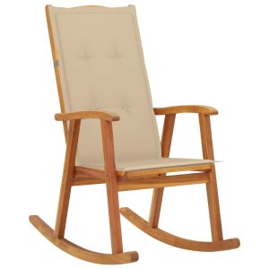 vidaXL silla mecedora con cojines madera maciza de acacia
