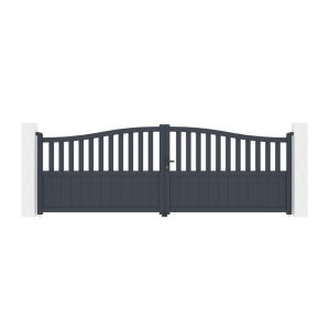 Puerta batiente regulable ancho 4m meije h.140cm aluminio gris