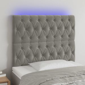 Cabecero con luces LED terciopelo gris claro 90x7x118/128 cm eso1016
