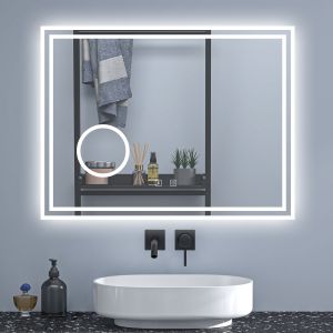 100x60cm espejo baño bluetooth con LED,dimmable ,3 colores ,aumento 3x