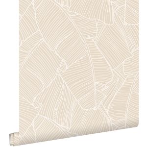 Estahome papel pintado hojas beige 53 cm x 10.05 m