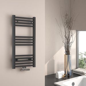 Emke radiador toallero agua caliente antracita 75x40cm conexión central