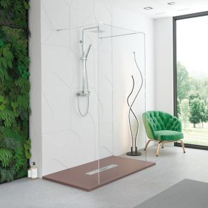 Mampara fija ducha 110  cm 1 hoja doble brazo manacor blanco 110  cm