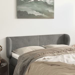 Cabecero de terciopelo gris claro 147x23x78/88 cm eso7656