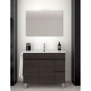 Mueble de baño isquia con lavabo y espejo 100x40cm roble sinatra