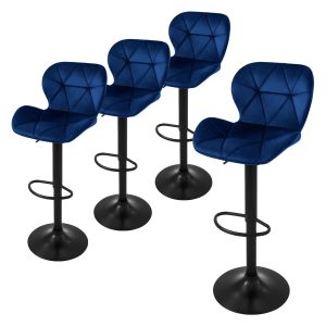 4x taburetes de bar azul sillas con respaldo asientos ajustables 63-83 cm
