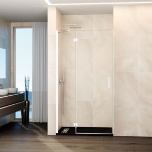 Mampara glass panel fijo + puerta abatible 72-75 cm (25+50) blanco