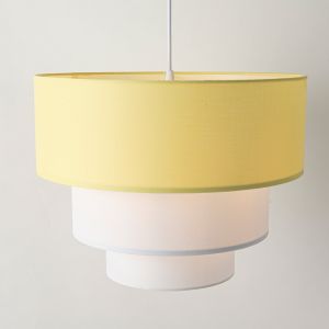 Lámpara colgante textil moderna 3 niveles tela amarillo , 38x30cm E27