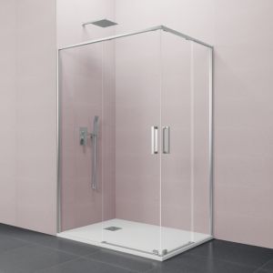 Mampara angular eleven plata 75x70 - 2 fijos + 2 correderas - antical