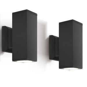 Aigostar aplique pared exterior,gu10, rectángulo, ip65, 2 pcs sin bombillas