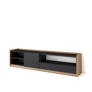 Mueble tv, 207x50x37cm, negro y roble rf4402