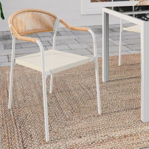Sillas jardín madeira apilables lote de 6 blanco beige
