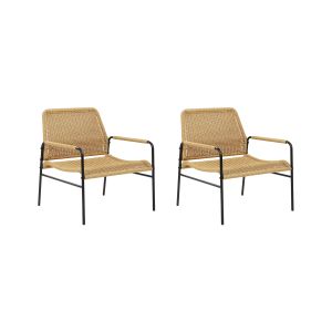 Conjunto de 2 sillas de jardín prasimo ratán sintético natural