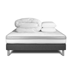 Pack cama completa - colchón 160x200cm + somier con láminas (kit) + 2 almoh