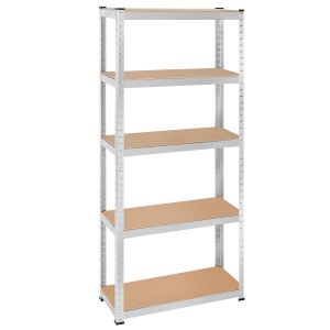 Tectake estantería industrial de 5 baldas hasta 350 kg, 180x75x30cm plata