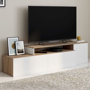Mueble tv modular esquinero - madera blanca - 240 cm