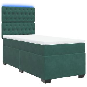 vidaXL cama box spring con colchón terciopelo verde oscuro 90x190 cm
