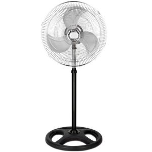 Ventilador de pie 45.7 cm, 70w, 3 velocidades, regulable, negro
