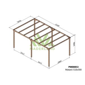 Pérgola de madera maciza - mataró 510x300cm (maderland)