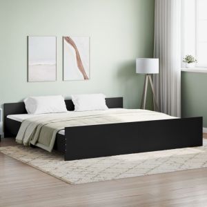 Cama con cabecero piecero negro 200x200cm