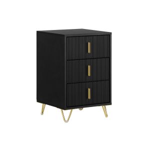 Sobuy mesita de noche moderna 2 cajones en negro
