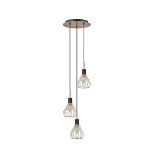 Suspensión - san petersburgo - 3 luces - negro/cobre - diseño moderno - e14