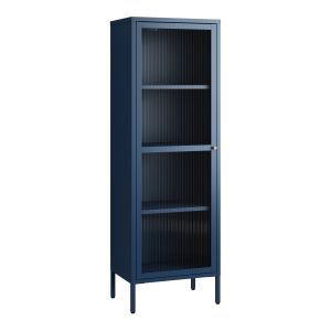 Vitrina säkylä con puerta de cristal 3 estantes 150x50x35 cm azul marino
