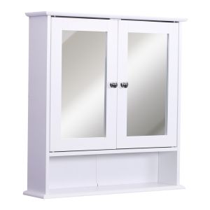 Armario baño con espejo 56x13x58cm mdf, espejo de vidrio color blanco