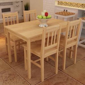 Mesa de comedor y 4 sillasde madera color natural oif686076