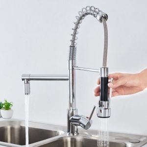 Auralum grifo de cocina con dos duchas, giratorio 360°, mezclador de cocina