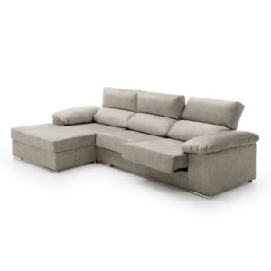 Sofa chaise longue reclinable y deslizante melissa gris izquierda