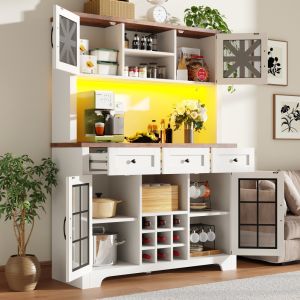 Armario alto de cocina con LED y 1 cajón blanco 180x120x40cm