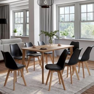 Idmarket lote de 8 sillas de comedor sara escandinavas negras