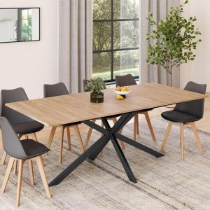 Mesa de comedor industrial de madera negra - 200 cm