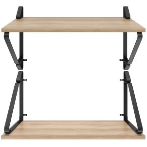 2 estantes de pared, madera y acero, 15kg, 60x20x33,5cm, madera clara