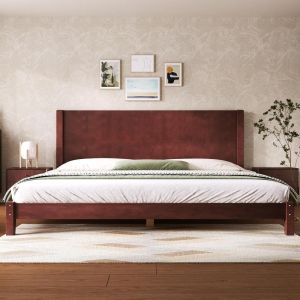 Cama plataforma 180x200cm madera maciza cabecero marrón