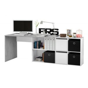 Mesa de escritorio adapta xl blanco artik (blanco mate) - gris cemento