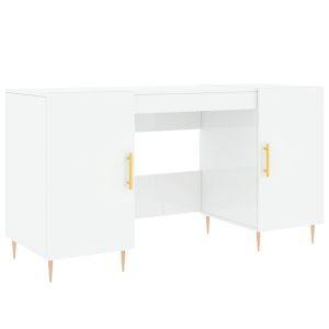 vidaXL escritorio madera contrachapada blanco brillante 140x50x75 cm