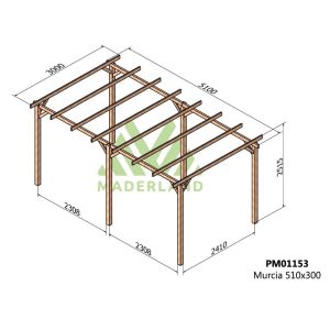 Pérgola de madera maciza - murcia 510x300cm (maderland)