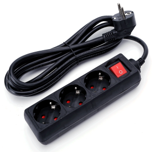 Aigostar regleta enchufes 3 tomas, cable 3m e interruptor, negro