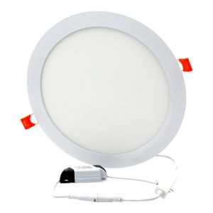 Downlight LED 18w redondo, plano de empotrar aro blanco mate, luz cct,