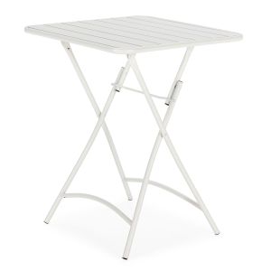 Mesa de jardín plegable perla de metal en blanco 60x60 cm