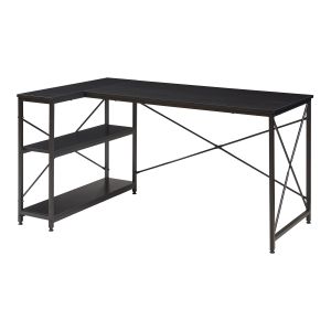 Escritorio Raundsvalt forma de l 137x88x75 cm - negro [en.casa]